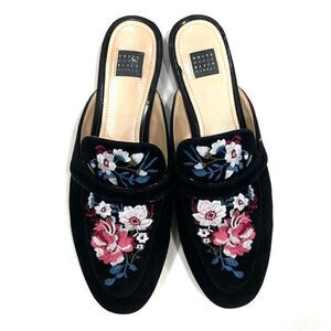 WHBM Embroidered Leather ‘Minny’ Mule Slides